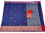 Blue Handloom Kota Doria Real Zari Figure Design Saree - Luxurion World