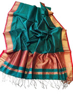Blue Handloom Maheshwari Silk Cotton Dupatta - Luxurion World