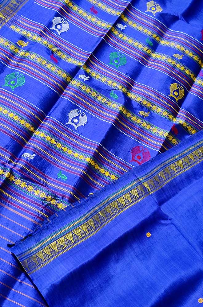 Blue Handloom Sambalpuri Silk Saree - Luxurion World