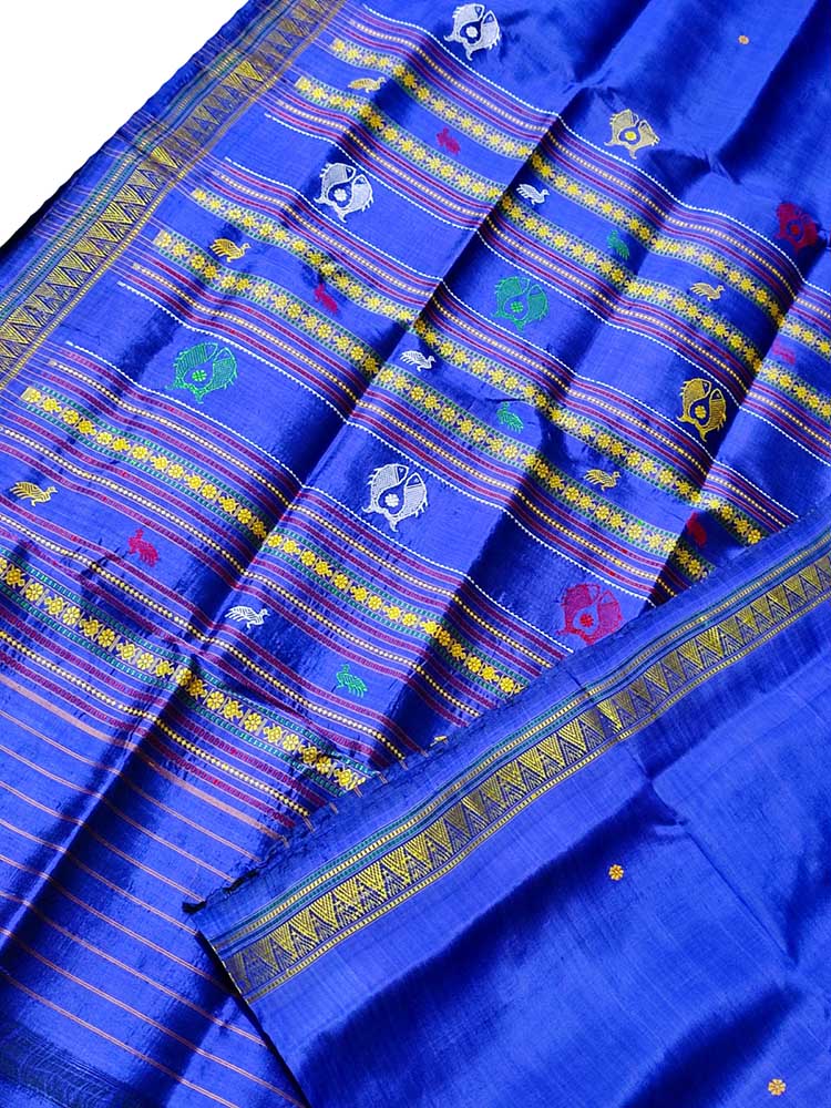 Blue Handloom Sambalpuri Silk Saree - Luxurion World