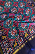 Blue Handloom Semi Patan Patola Pure Silk Dupatta - Luxurion World