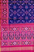 Blue Handloom Semi Patan Patola Pure Silk Saree - Luxurion World