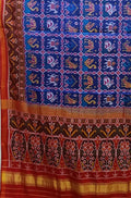 Blue Handloom Semi Patan Patola Pure Silk Saree - Luxurion World
