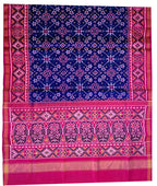 Blue Handloom Semi Patan Patola Pure Silk Saree - Luxurion World