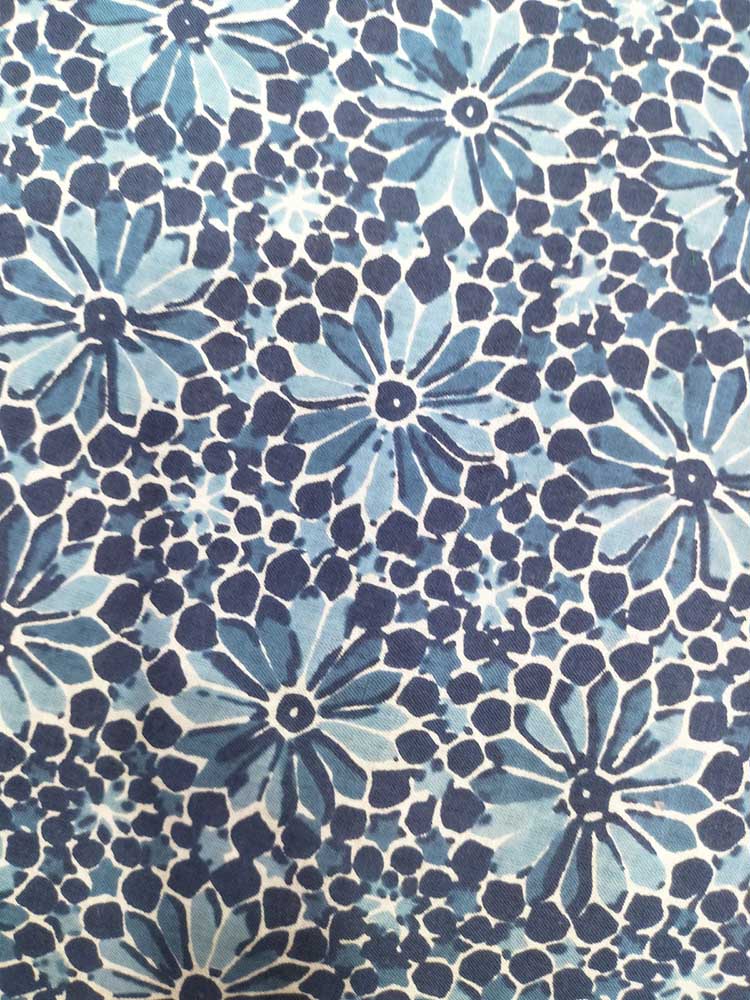 Blue Indigo Block Printed Pure Cotton Fabric ( 1 Mtr ) - Luxurion World