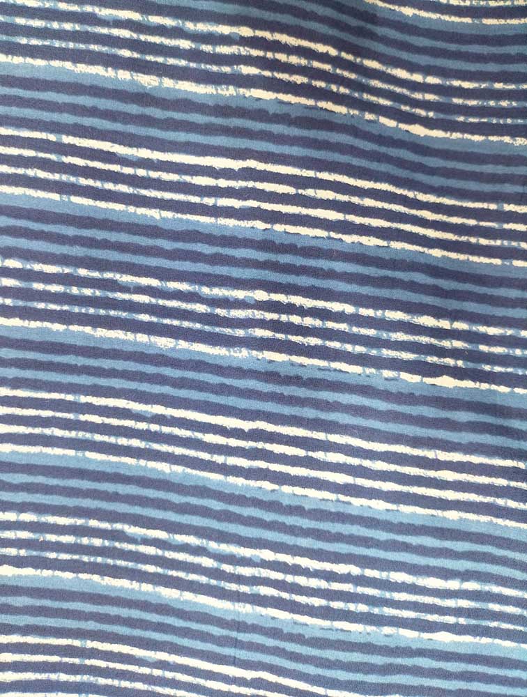 Blue Indigo Block Printed Pure Cotton Fabric ( 1 Mtr ) - Luxurion World