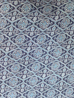Blue Indigo Block Printed Pure Cotton Fabric ( 1 Mtr ) - Luxurion World