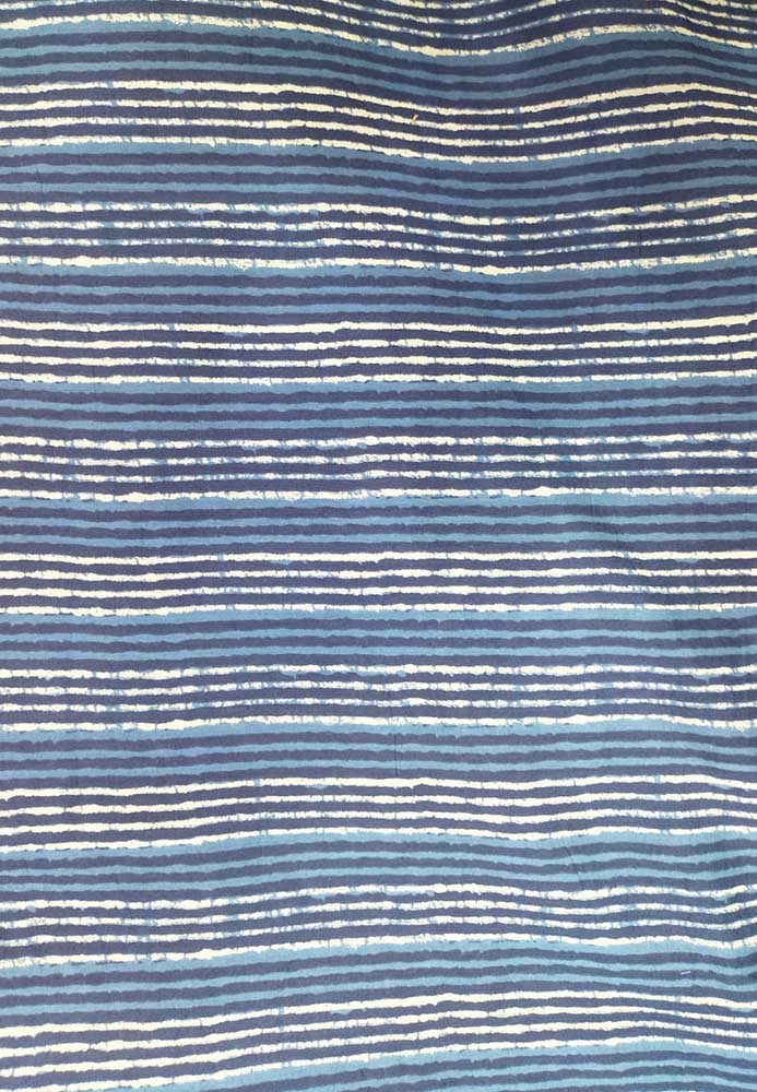 Blue Indigo Block Printed Pure Cotton Fabric ( 1 Mtr ) - Luxurion World