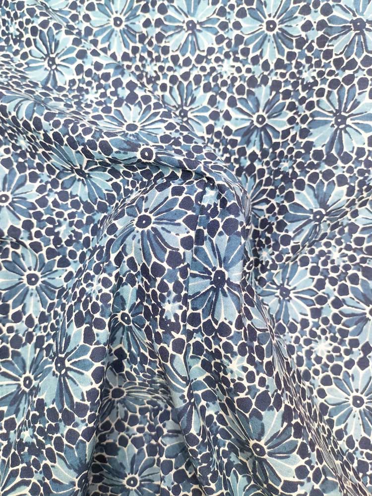 Blue Indigo Block Printed Pure Cotton Fabric ( 1 Mtr ) - Luxurion World