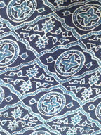 Blue Indigo Block Printed Pure Cotton Fabric ( 1 Mtr ) - Luxurion World