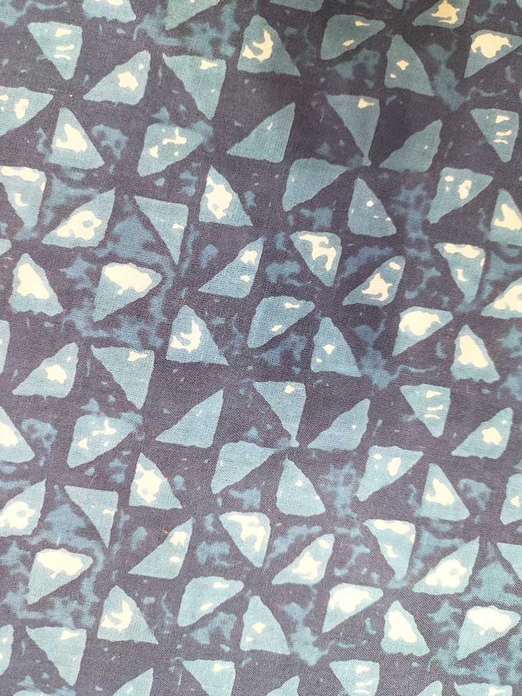 Blue Indigo Block Printed Pure Cotton Fabric ( 1 Mtr ) - Luxurion World