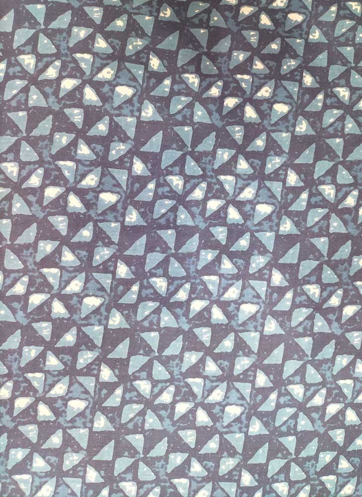 Blue Indigo Block Printed Pure Cotton Fabric ( 1 Mtr ) - Luxurion World