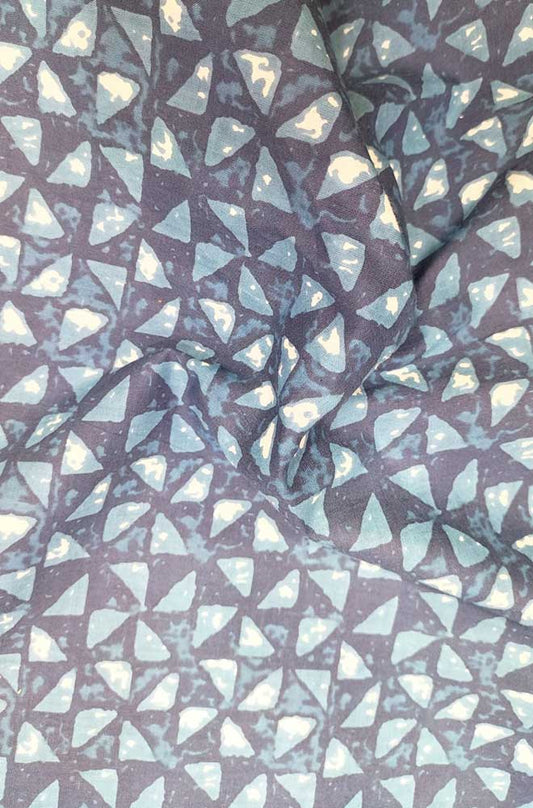 Blue Indigo Block Printed Pure Cotton Fabric ( 1 Mtr ) - Luxurion World