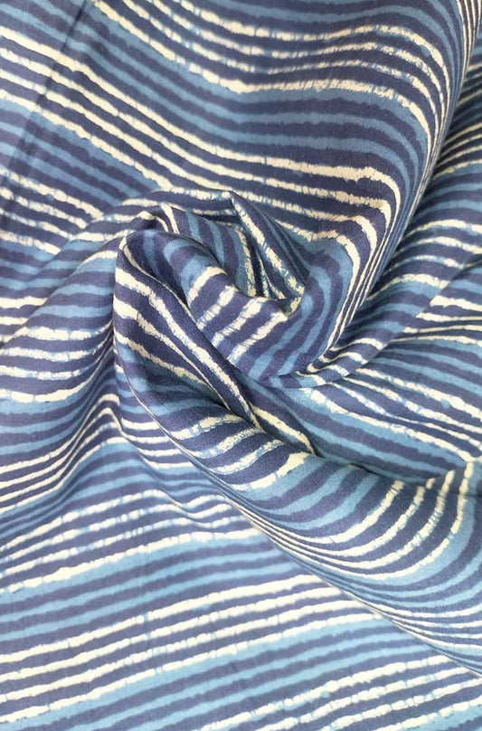 Blue Indigo Block Printed Pure Cotton Fabric ( 1 Mtr ) - Luxurion World
