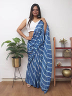 Blue Leheriya Tie & Dye Georgette Saree - Luxurion World