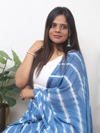 Blue Leheriya Tie & Dye Georgette Saree - Luxurion World
