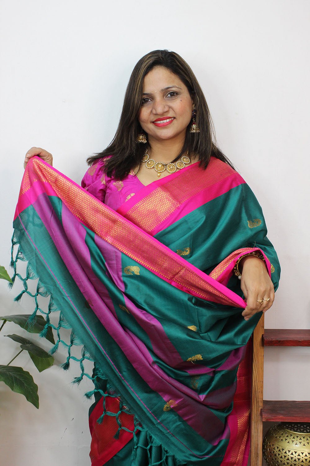 Blue Paithani Cotton Silk Saree - Luxurion World