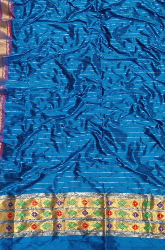 Blue Paithani Pure Silk Dupatta - Luxurion World