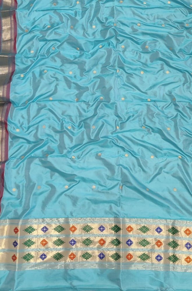 Blue Paithani Pure Silk Dupatta - Luxurion World