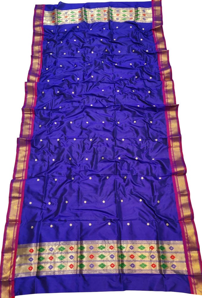 Blue Paithani Pure Silk Dupatta - Luxurion World