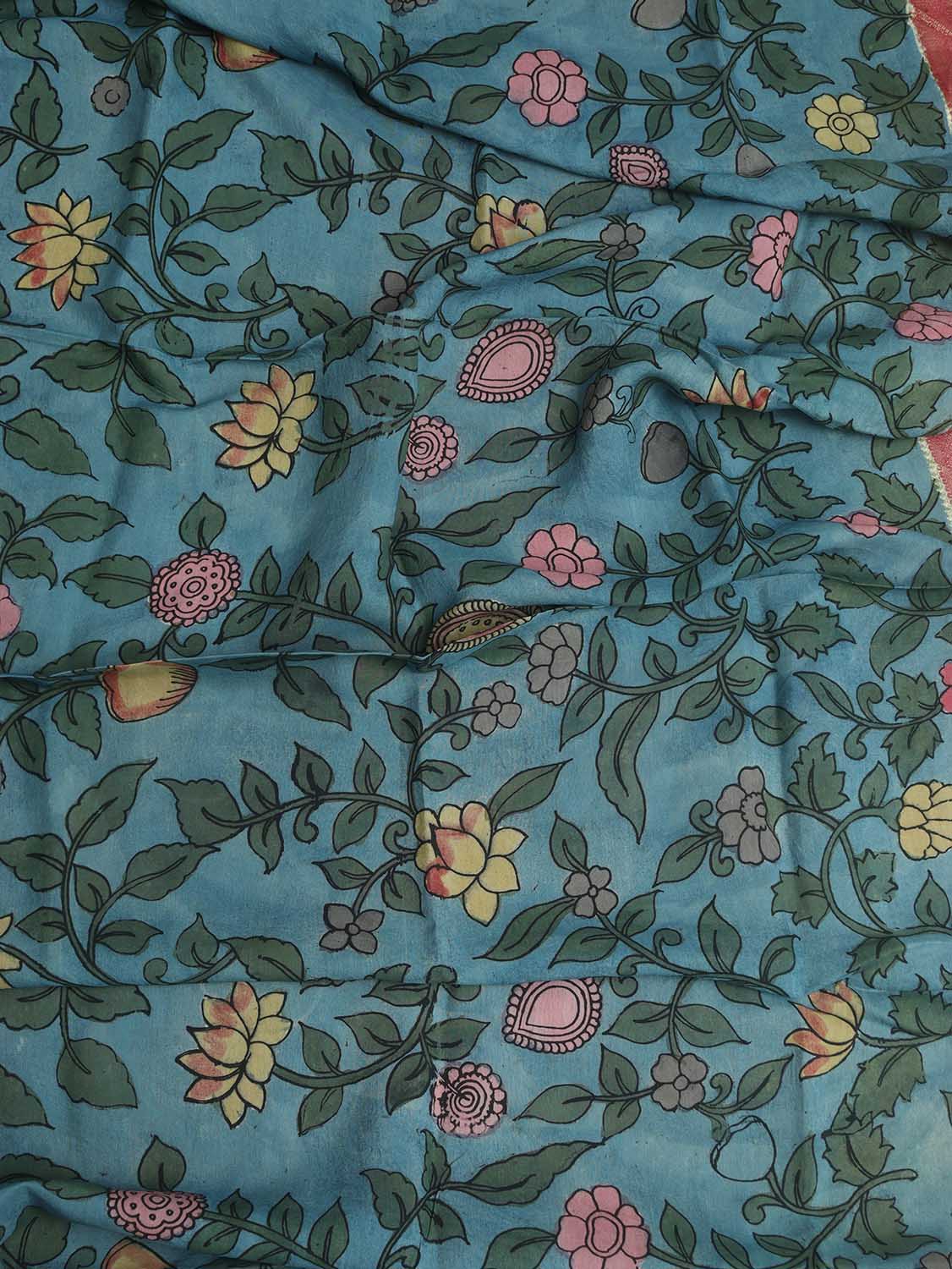 Stunning Blue Pen Kalamkari Pure Silk Dupatta - Perfect for Any Occasion! - Luxurion World