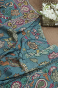 Blue Pen Kalamkari Pure Silk Dupatta - Luxurion World