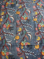 Blue Pen Kalamkari Pure Silk Fabric (1 Mtr ) - Luxurion World