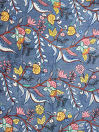 Blue Pen Kalamkari Pure Silk Fabric (1 Mtr ) - Luxurion World