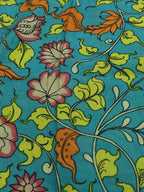 Blue Pen Kalamkari Pure Silk Fabric ( 1 Mtr ) - Luxurion World