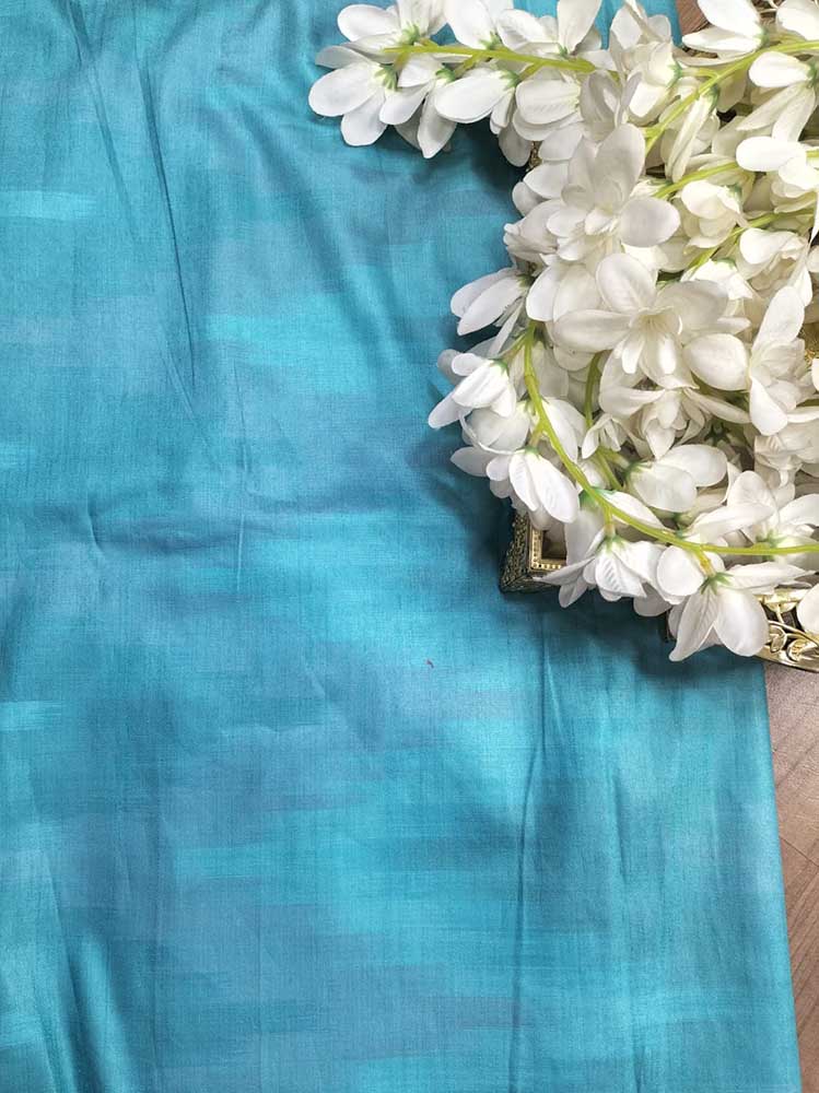 Blue Plain Bhagalpur Silk Fabric ( 1 Mtr ) - Luxurion World