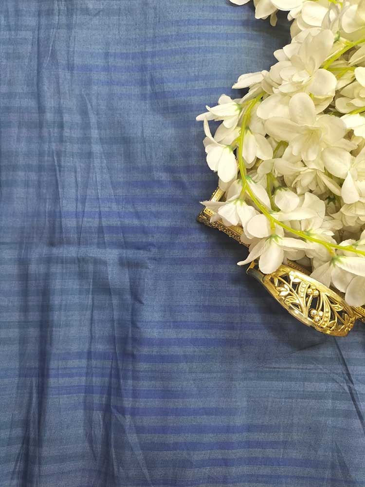 Blue Plain Bhagalpur Silk Fabric ( 1 Mtr ) - Luxurion World
