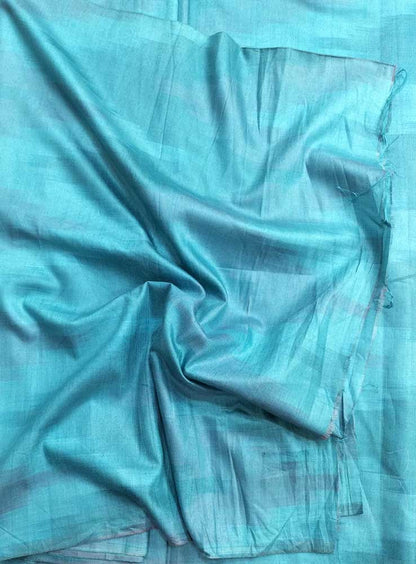 Blue Plain Bhagalpur Silk Fabric ( 1 Mtr ) - Luxurion World