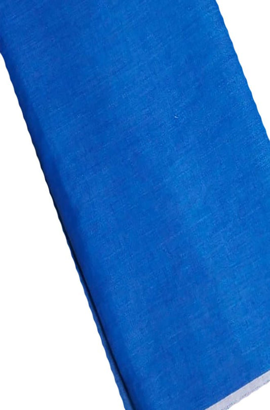 Blue Plain Pure Linen Fabric ( 1 Mtr ) - Luxurion World