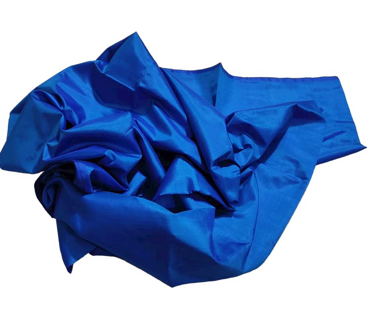 Blue Plain Pure Silk Fabric ( 1 Mtr ) - Luxurion World