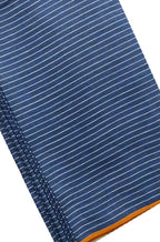 Blue Pure Linen Stripes Design Fabric ( 1 Mtr ) - Luxurion World