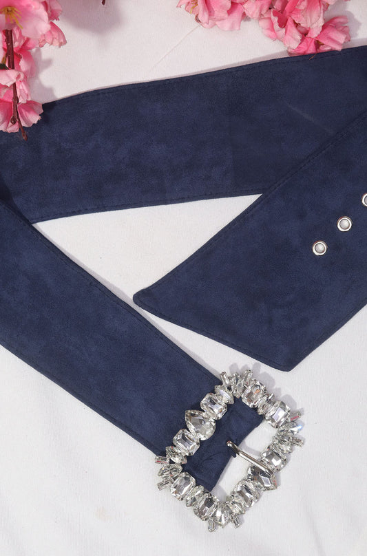 Elegant Women's Rhinestone Buckle Suede Belt - Professional Accessory - Luxurion World