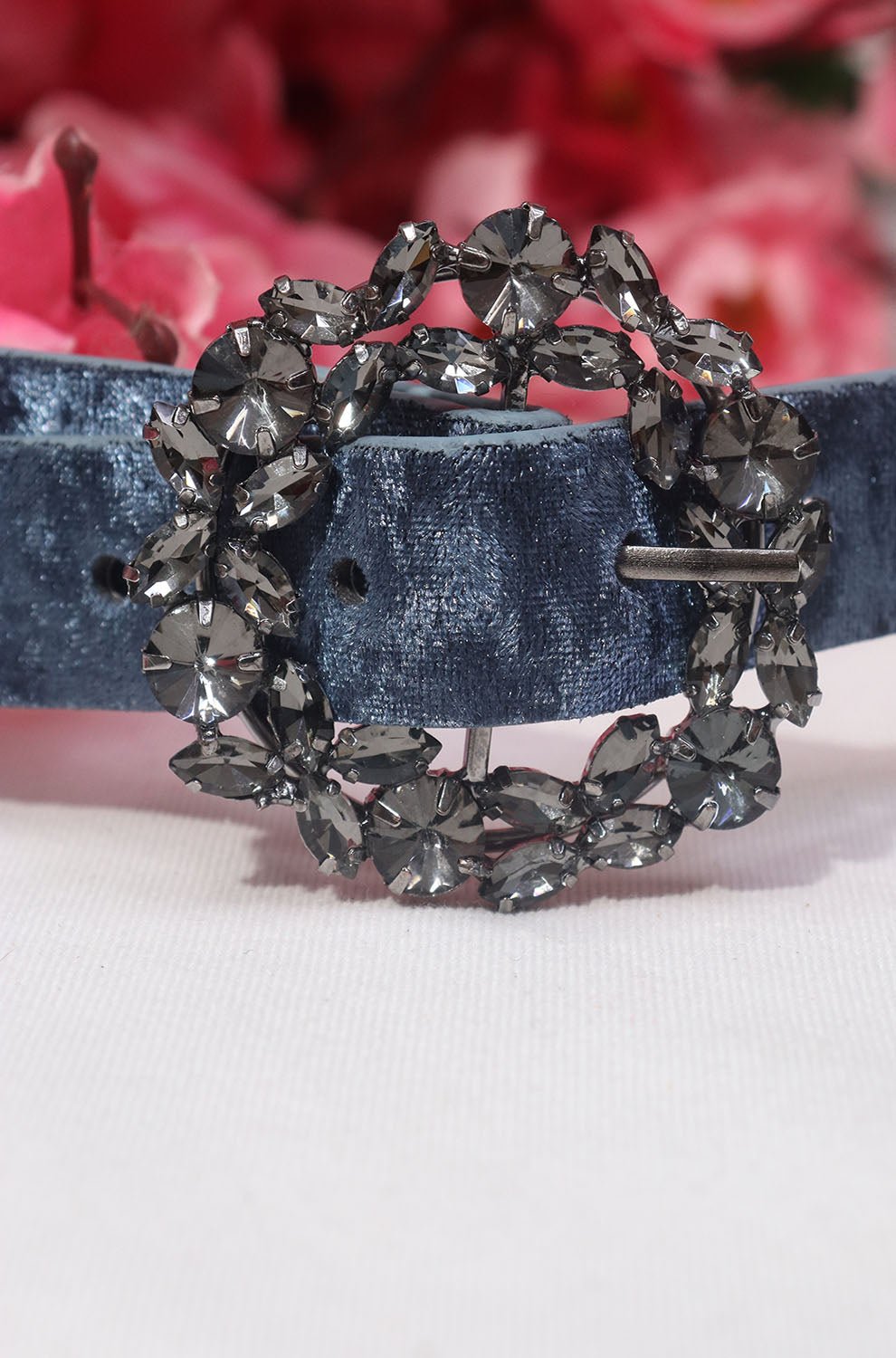Blue Rhinestone Velvet Buckle Belt - Elegant Accessory for Any Outfit - Luxurion World