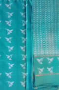 Blue Shibori Cotton Silk Two Piece Unstitched Suit Set - Luxurion World