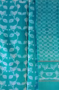 Blue Shibori Cotton Silk Two Piece Unstitched Suit Set - Luxurion World