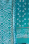 Blue Shibori Cotton Silk Two Piece Unstitched Suit Set - Luxurion World