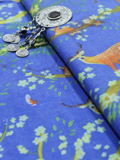 Blue Digital Printed Cotton Fabric (2.5 Mtr ) - Luxurion World