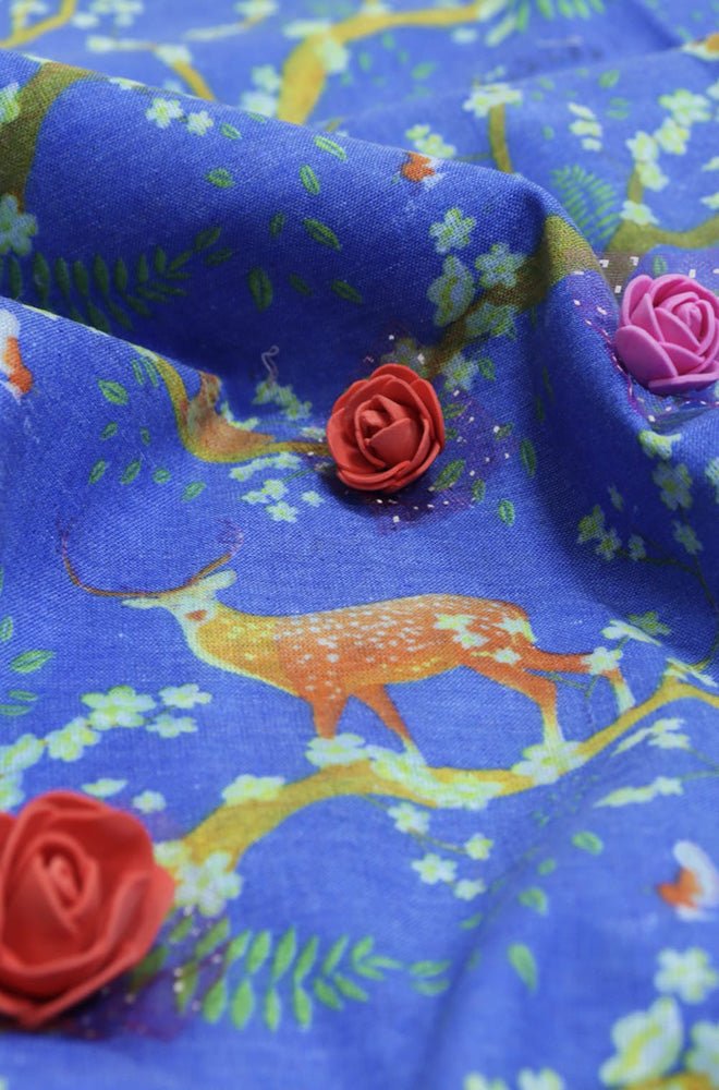 Blue Digital Printed Cotton Fabric (2.5 Mtr ) - Luxurion World