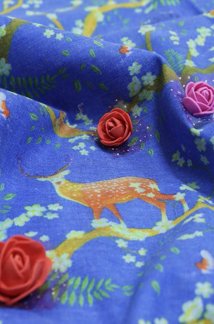 Blue Digital Printed Cotton Fabric (2.5 Mtr ) - Luxurion World