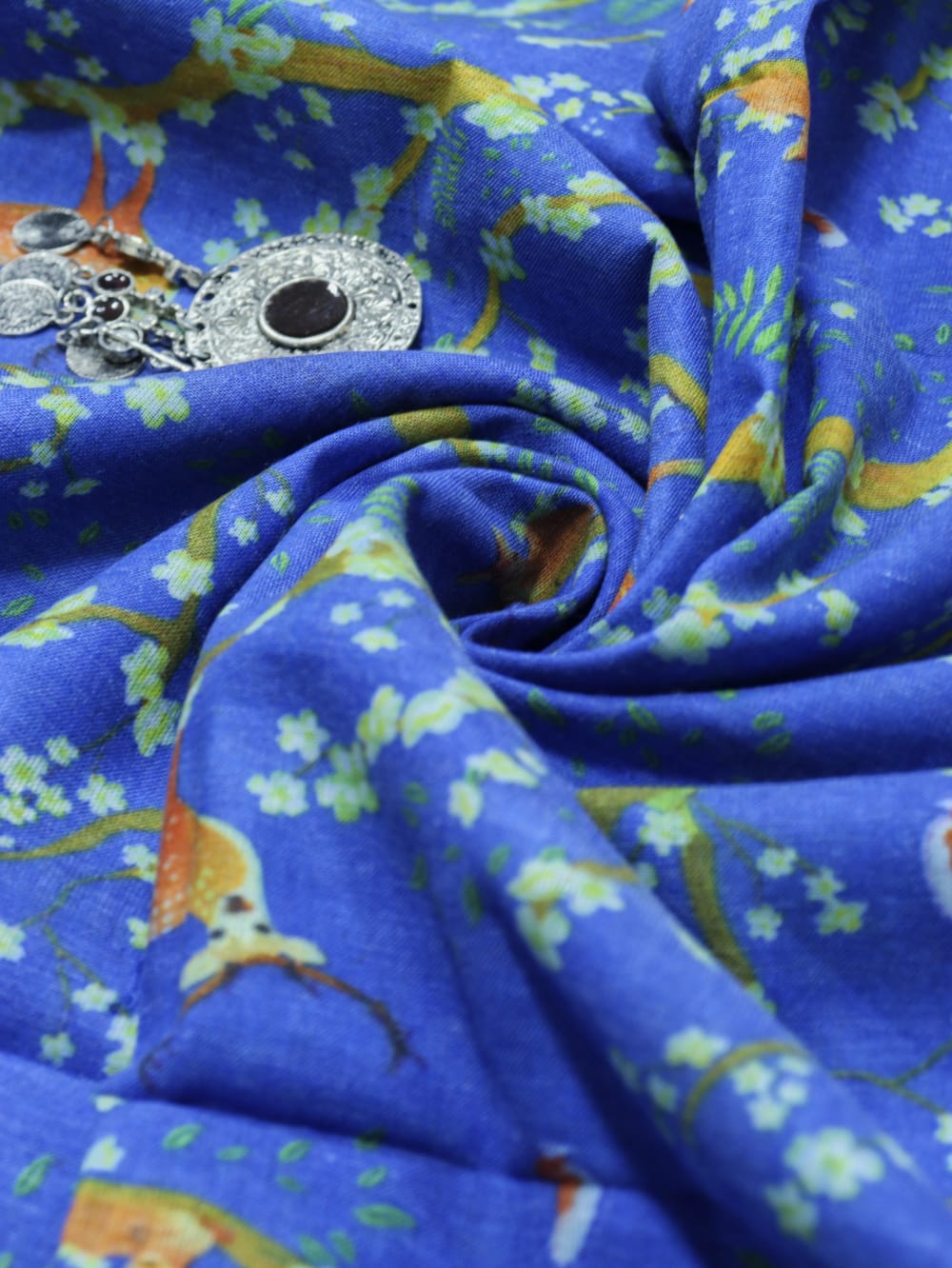 Blue Digital Printed Cotton Fabric (2.5 Mtr ) - Luxurion World