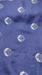 Blue Trendy Linen Jute Sequins Work Fabric (1 Mtr) - Luxurion World
