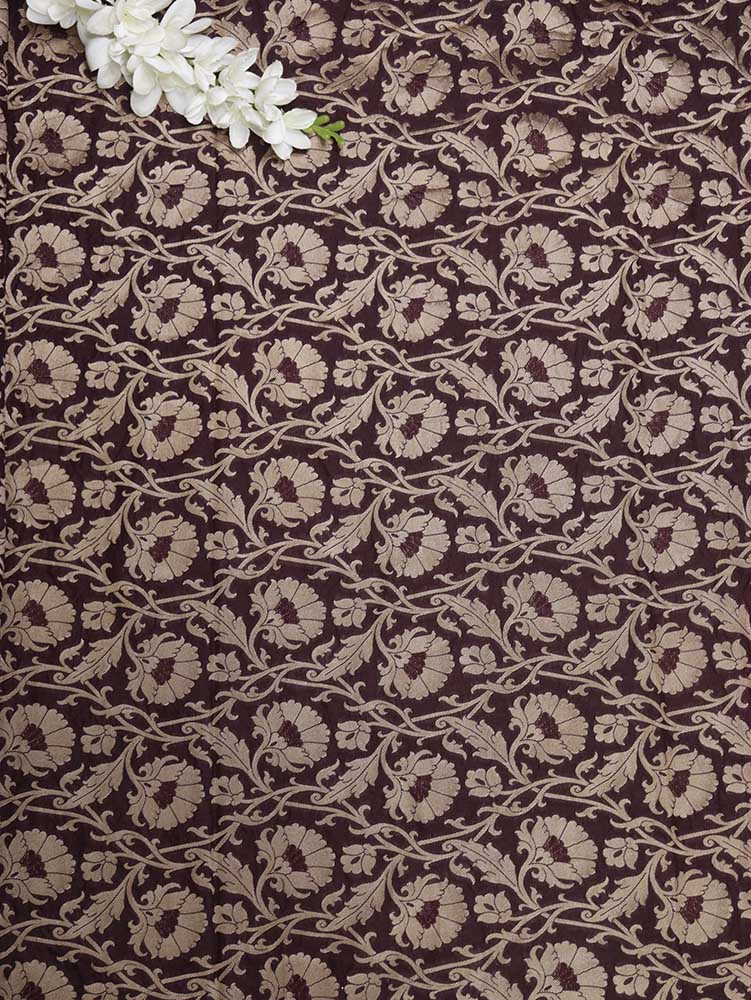 Brown Banarasi Silk Fabric ( 1 Mtr ) - Luxurion World