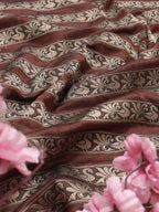 Brown Banarasi Silk Fabric ( 1 Mtr ) - Luxurion World