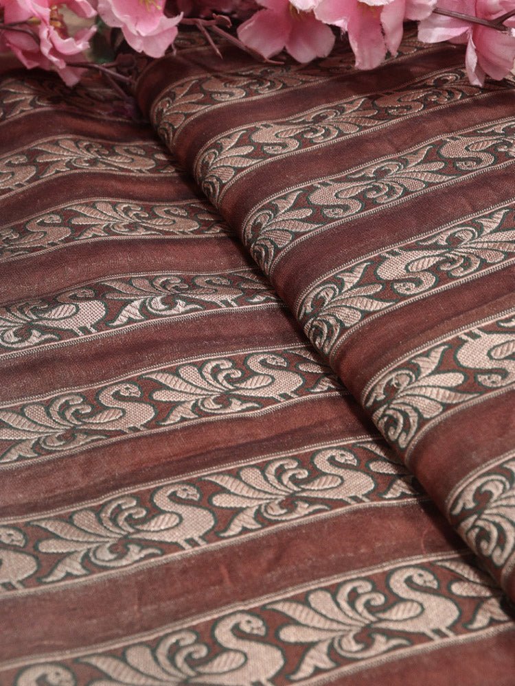Brown Banarasi Silk Fabric ( 1 Mtr ) - Luxurion World