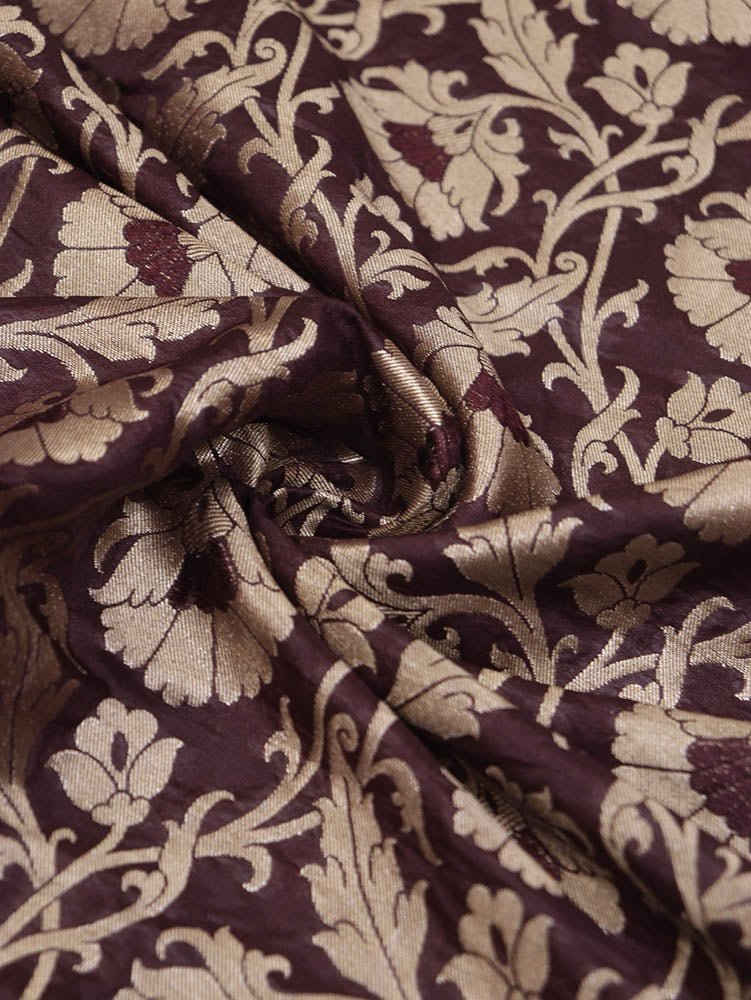 Brown Banarasi Silk Fabric ( 1 Mtr ) - Luxurion World