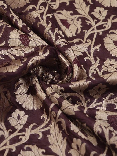 Brown Banarasi Silk Fabric ( 1 Mtr ) - Luxurion World